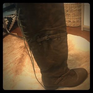 Over-the-knee lace-up boots